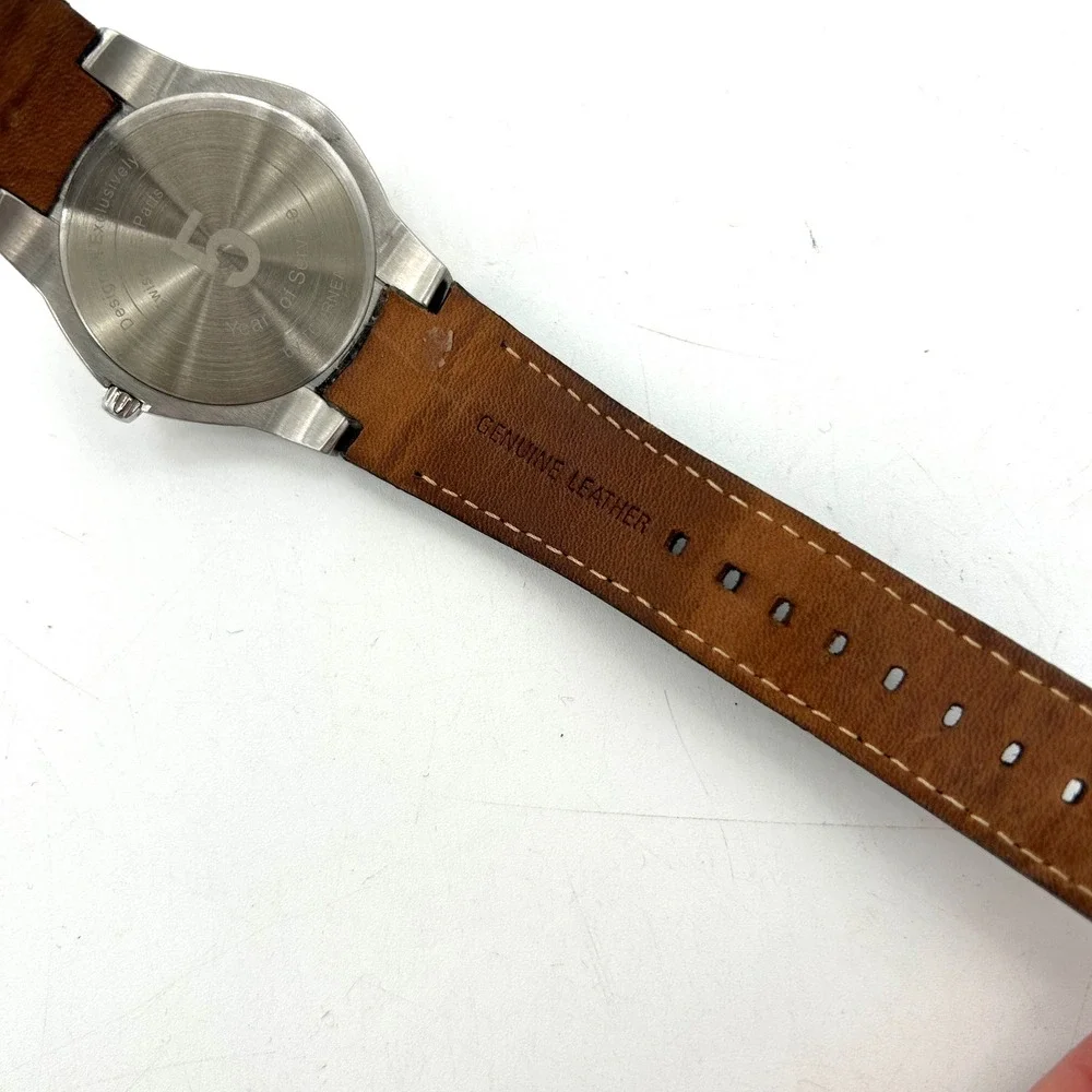 Tourneau Wrist Watch Leather Mens OS Black Excellent Y2K Gap Inc Collab Swiss